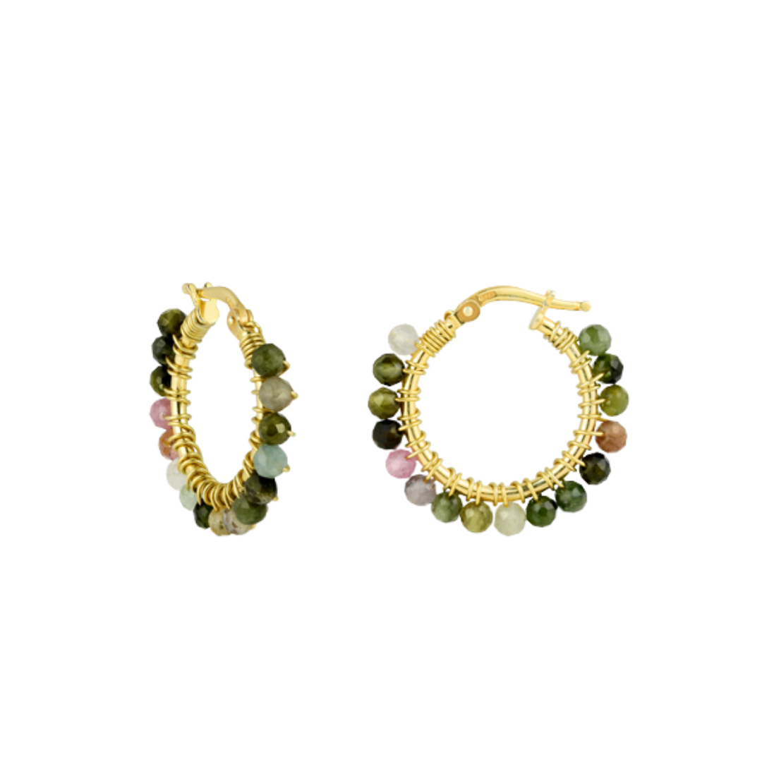 Silber Creolen mit Regenbogenturmalin