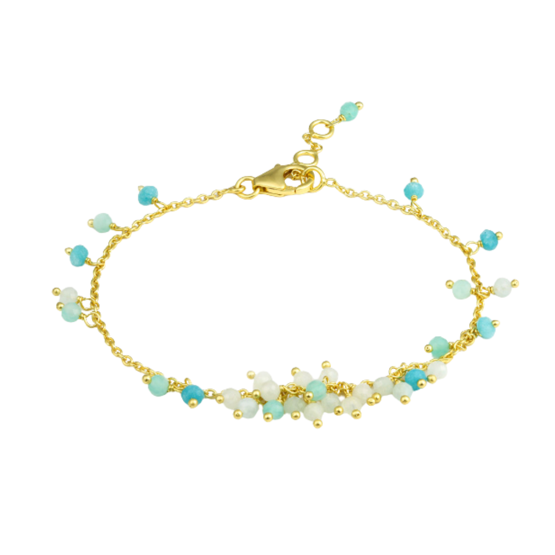 goldfarbenes Armband mit Amazonit Edelsteinen