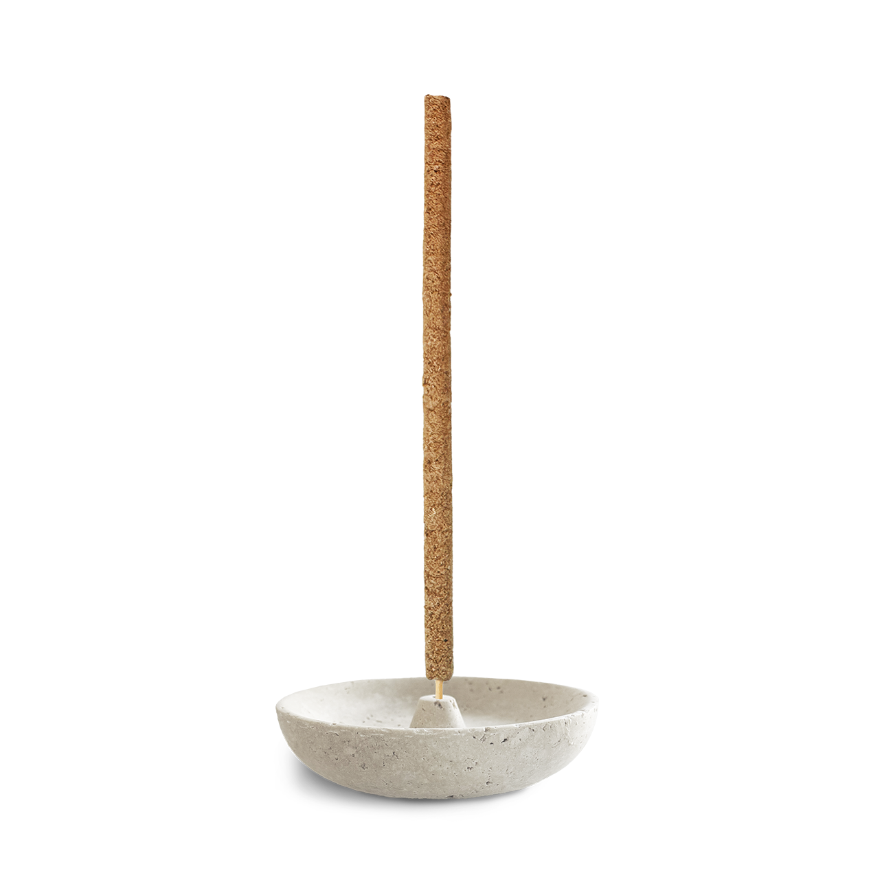 Minimalistischer Räucherstäbchenhalter aus hellem Naturstein mit runder Schale – stilvoller Untergrund für deine Räucherrituale mit natürlichem Flair.