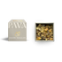 Der Weihrauch „Hojari Regular“ von PAVAFUMA – links die elegante, graue Tube mit goldfarbenem Logo, rechts daneben die geöffnete Verpackung von oben mit einer Auswahl verschiedenfarbiger Harzstücke aus der ersten Ernte des omanischen Hojari-Weihrauchs – ein naturbelassenes Duftharz mit warm-würzigem Aroma.
