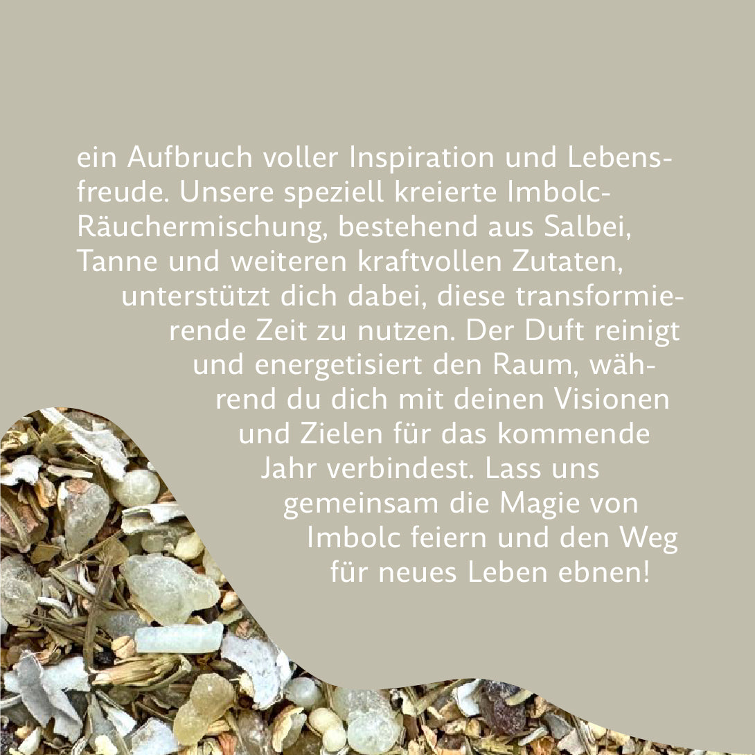 Beschreibung zum Imbolc Fest über die Räuchermischung und deren Zutaten wie Salbei und Tanne zur Klärung