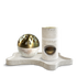 Design-Set aus naturbelassenem Travertinstein mit goldfarbenen Akzenten – bestehend aus einer dekorativen Räucherkugel und einer hochwertigen Aromalampe. Perfekt für stilvolle Duft- und Räucherrituale im modernen Wohnambiente.