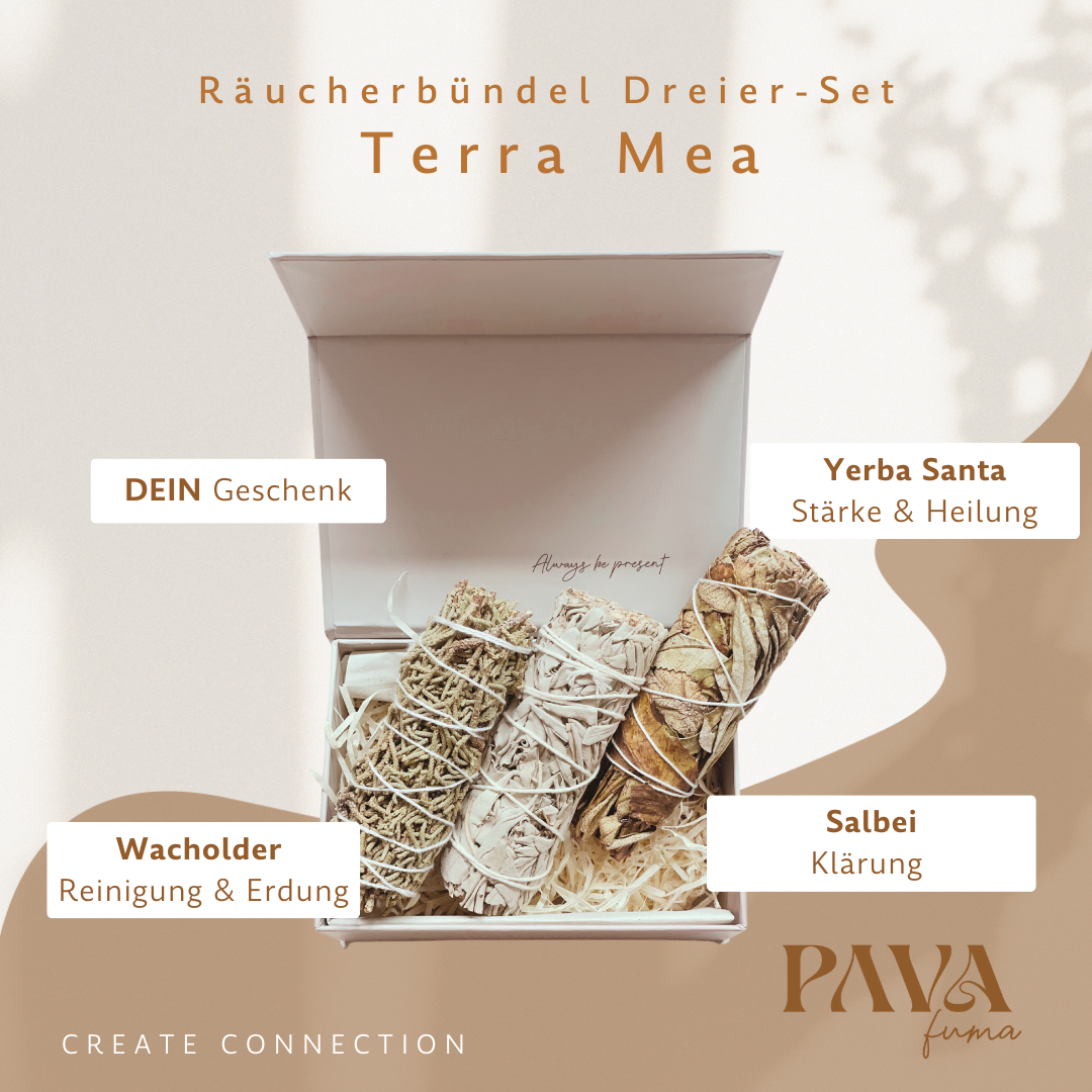 Räucherwerk-Set mit Wacholder, Yerba Santa und Salbei pur für energetische Klärung, Erdung und Heilung