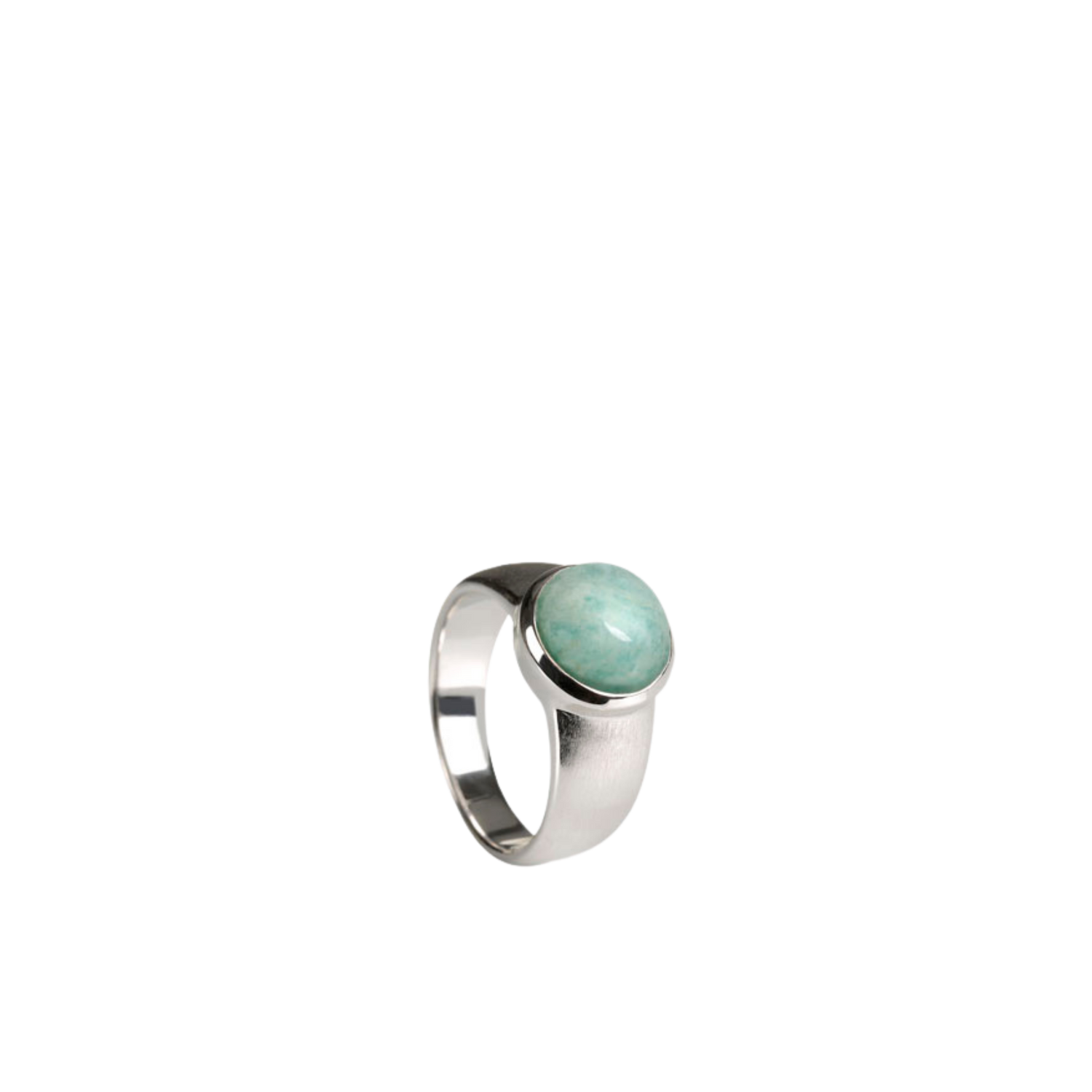 Silber Ring mit Edelstein – mattierte Ringschiene