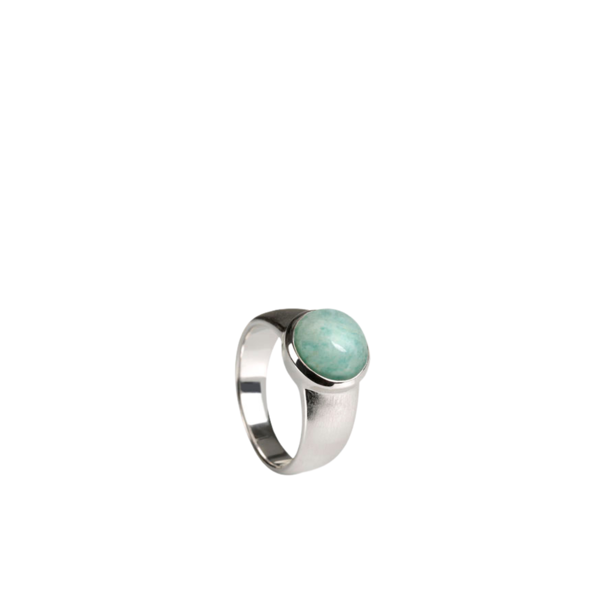 Silber Ring mit Edelstein – mattierte Ringschiene