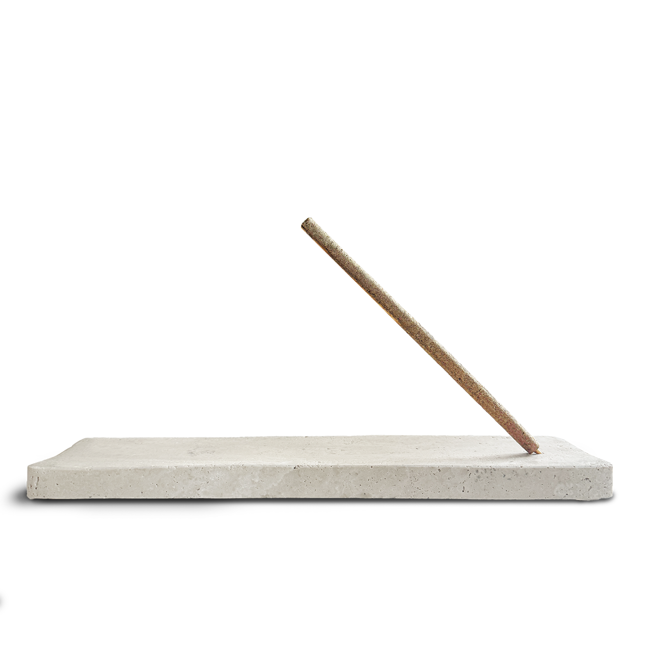 Minimalistischer Räucherstäbchenhalter aus hellem Travertinstein mit schlichter, flacher Platte – stilvolles Design für achtsame Rituale und moderne Wohnräume.