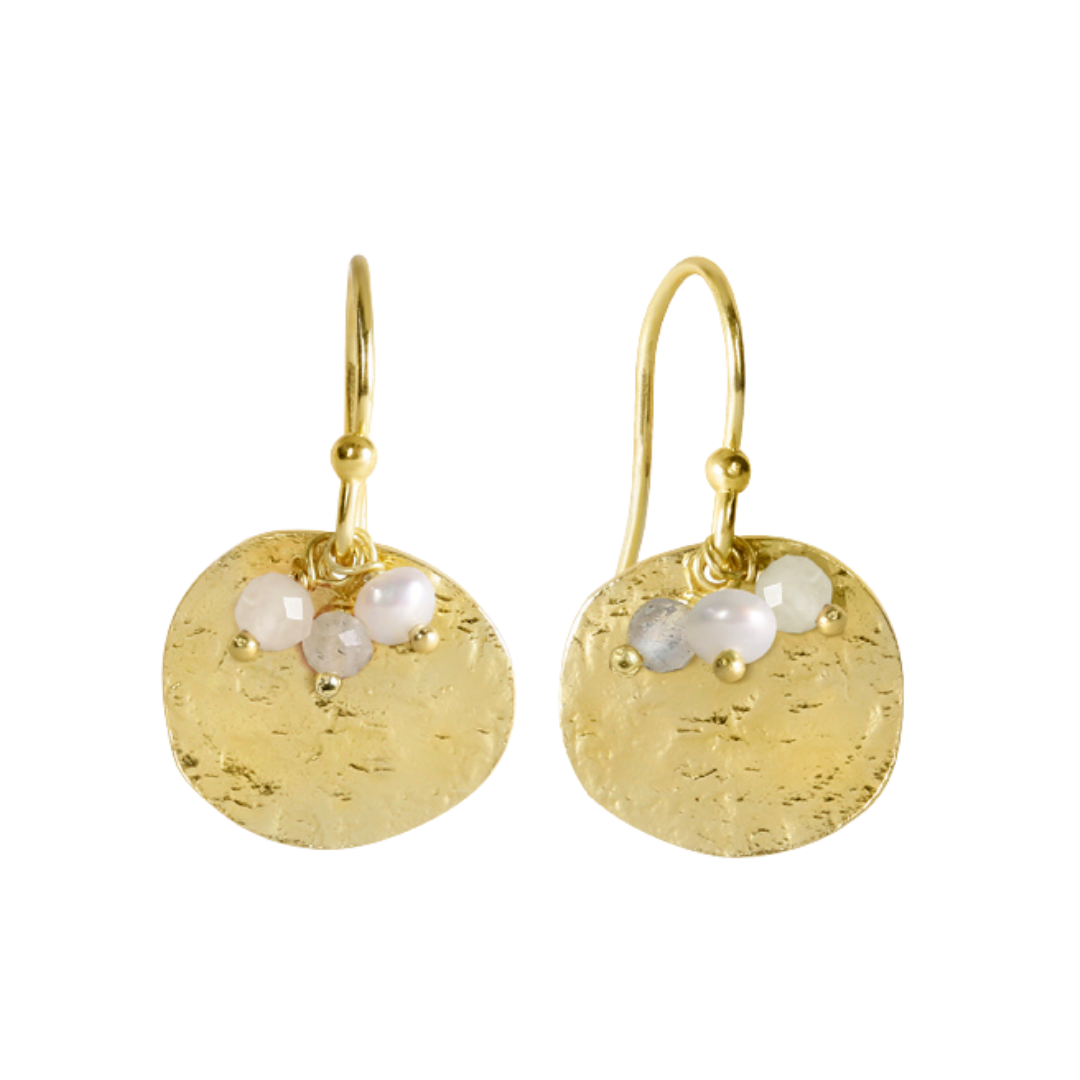 Ohrhänger – Perle, Labradorit, Mondstein