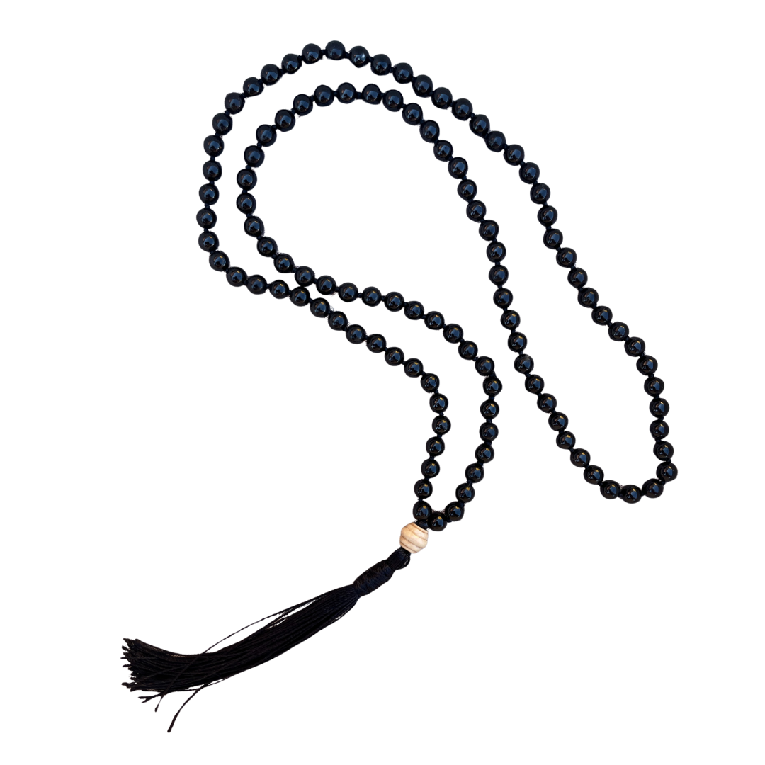 Schwarzer Turmalin Classic Mala Kette