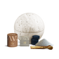Räucherset Sphera Maxi Beige von PAVA FUMA – edles, rundes Räuchergefäß aus hellem Travertinstein, kombiniert mit der AMORE Räuchermischung, hochwertigem Hojari Superior Weihrauch, schwarzer Räucherkohle, feinem Räuchersand und einer stilvollen goldfarbenen Räucherzange. Ein ästhetisches Komplettset für dein persönliches Räucherritual.