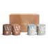 Set aus vier edlen Räuchermischungen in farblich abgestimmten Design-Tubes mit den Elementen Erde, Feuer, Luft und Wasser von PAVAFUMA. Die geöffnete Geschenkbox im Hintergrund präsentiert das stilvolle Branding. Ideal für Rituale, Meditation und achtsame Momente. Enthält natürliche Harze, Kräuter und Hölzer in hochwertiger Verpackung.