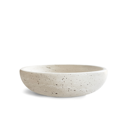 Große Räucherschale aus hellem Travertin von PAVA FUMA – minimalistisches Design, handgefertigt für stilvolles und sicheres Räuchern von Harzen, Mischungen oder Kräutern. Ideal für Rituale, Interior und achtsame Momente.