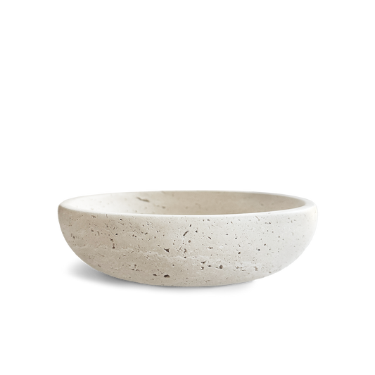 Große Räucherschale aus hellem Travertin von PAVA FUMA – minimalistisches Design, handgefertigt für stilvolles und sicheres Räuchern von Harzen, Mischungen oder Kräutern. Ideal für Rituale, Interior und achtsame Momente.