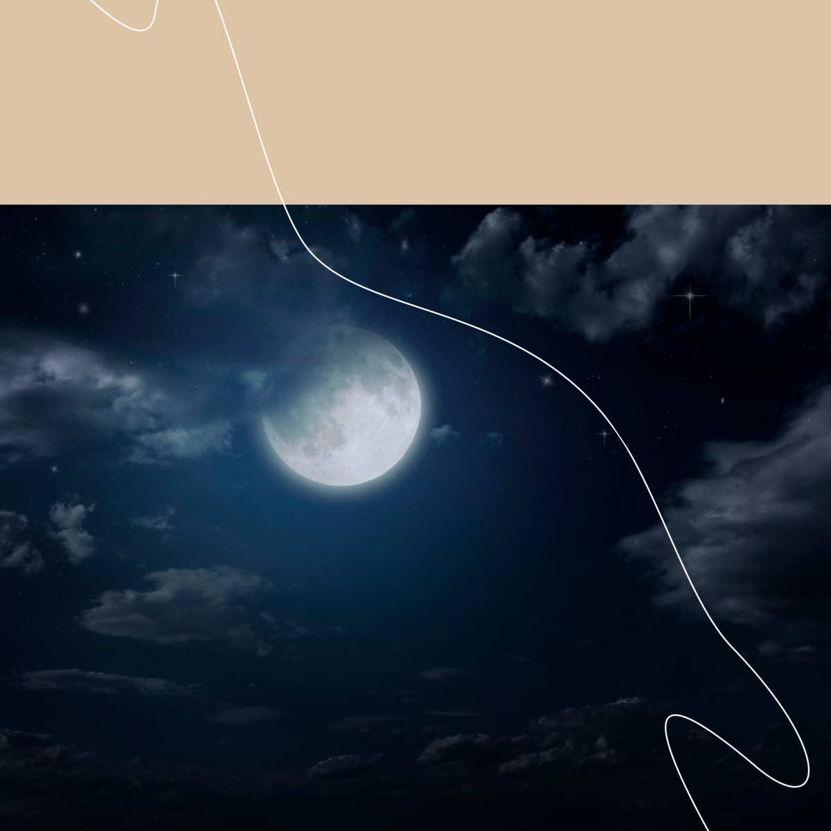 Vollmondnacht mit leuchtendem Himmel und mystischer Atmosphäre – Sinnbild für die Magie der Rauhnächte, Rückschau, Innenschau und Visionen für das neue Jahr.